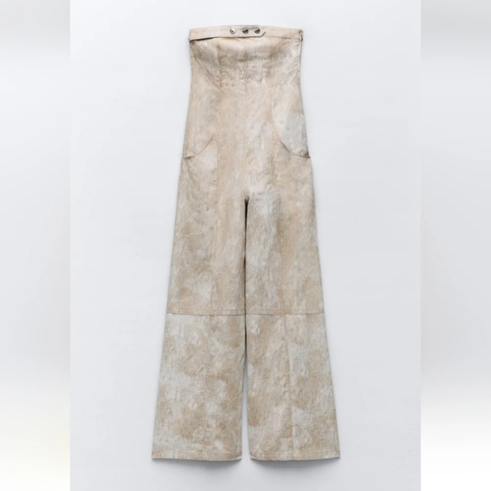 Zara Printed Linen Blend Jumpsuit